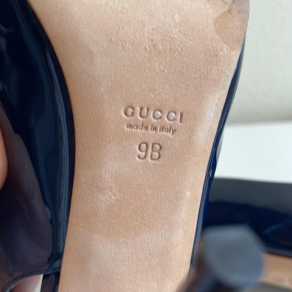 GUCCI Vitello Vernice Soft Blu Pumps - Picture 11 of 16